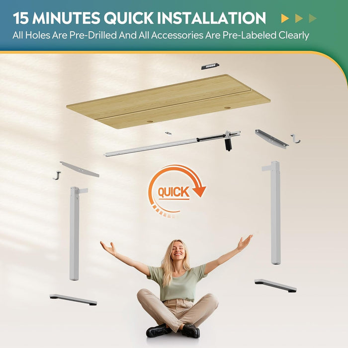 Electric Height Adjustable Standing Desk with Phone Holder - ShipItFurniture