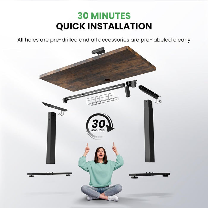 Electric Standing Desk Adjustable - 48 X 24 Inch Sit Stand up Desk with Cable Management - 3 Memory Preset Adjustable Height Table - ShipItFurniture