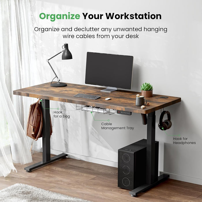 Electric Standing Desk Adjustable - 48 X 24 Inch Sit Stand up Desk with Cable Management - 3 Memory Preset Adjustable Height Table - ShipItFurniture