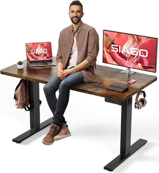 Electric Standing Desk Adjustable - 48 X 24 Inch Sit Stand up Desk with Cable Management - 3 Memory Preset Adjustable Height Table - ShipItFurniture