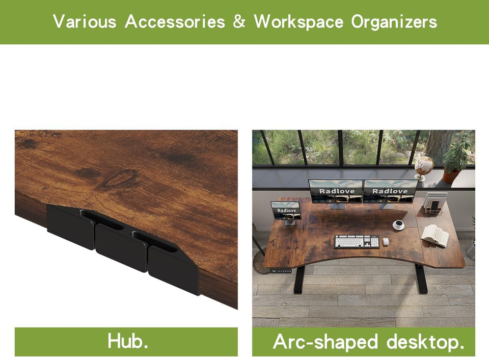 Electric Standing Desk Dual Motors Height Adjustable Curved Design - ShipItFurniture
