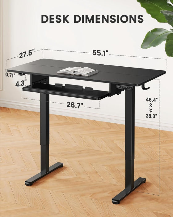 Electric Standing Desk with Adjustable Height Keyboard Tray - ShipItFurniture