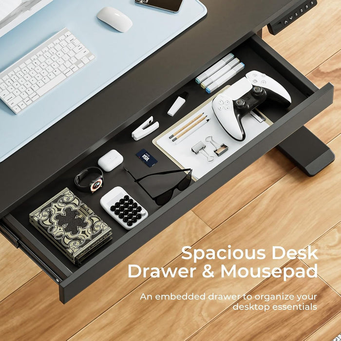 Electric Standing Desk with Drawers, 48 X 24'' Sit Stand up Desk with Monitor Stand, Laptop Stand, Height Adjustable Ergonomic Home Office Computer Desk with Memory Preset Controller (Black) - ShipItFurniture