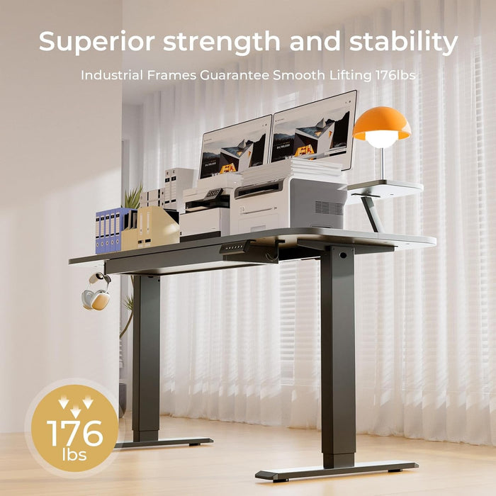 Electric Standing Desk with Drawers, 48 X 24'' Sit Stand up Desk with Monitor Stand, Laptop Stand, Height Adjustable Ergonomic Home Office Computer Desk with Memory Preset Controller (Black) - ShipItFurniture