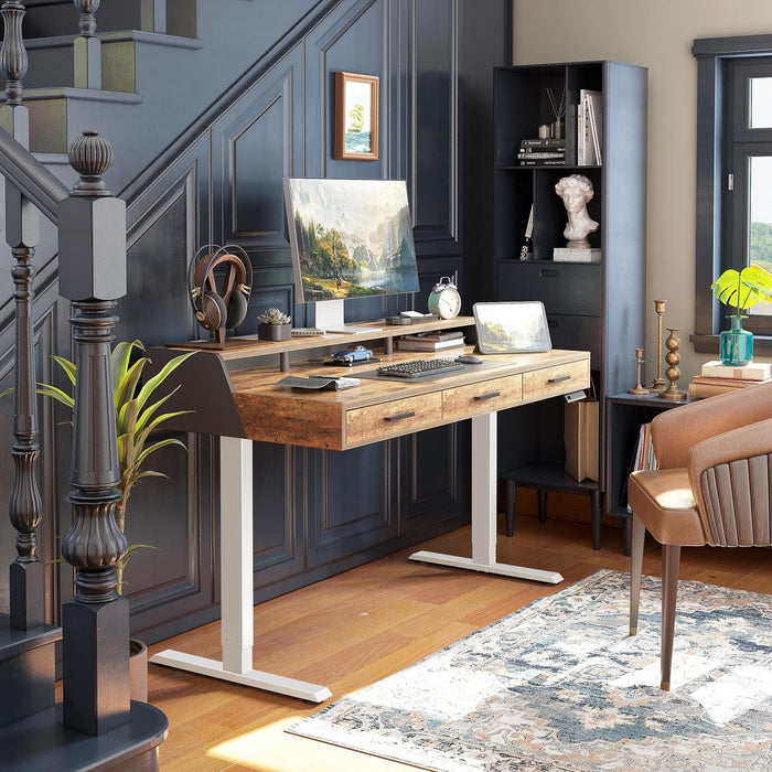 Electric Standing Desk With Drawers Adjustable Height Feature - ShipItFurniture