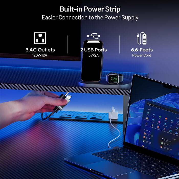 Ergonomic 63 Inch Gaming Desk With LED Lights - ShipItFurniture