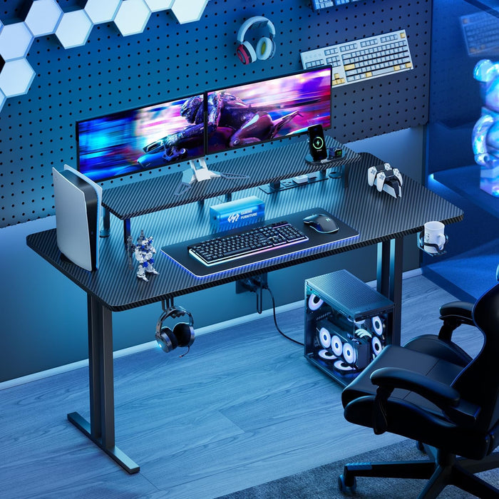 Ergonomic 63 Inch Gaming Desk With LED Lights - ShipItFurniture