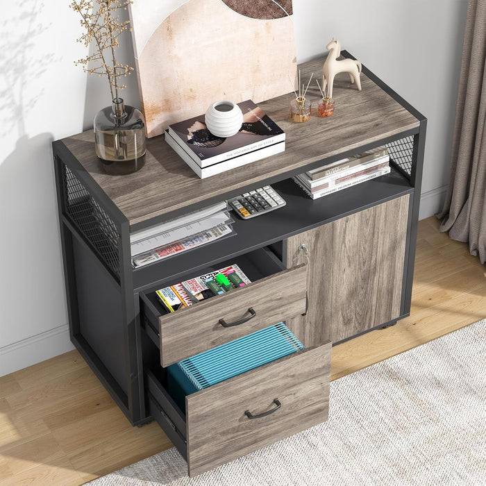 Executive Office Computer Desk and Mobile File Cabinet - ShipItFurniture