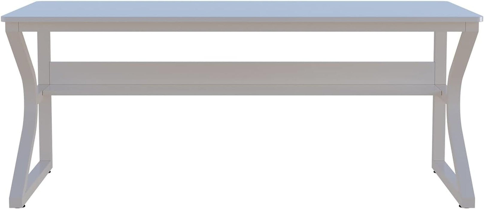 Extra Long Desk with Bookshelf - 63" Double Long Writing Table for 2 - Person Workstation, Modern Study Work Computer Desk for Home and Office, Warm White - ShipItFurniture