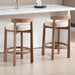 Bar Stools Set of 2, 26" Linen Fabric Upholstered Counter Height Bar Stools, Modern Barstools Counter Stools with Wood Legs for Kitchen Island Dining Room Bar, Beige