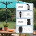 Outdoor Solar Patio Umbrella with 32 LED Lights, Beach Market Table Umbrella with Crank and 8 Sturdy Ribs for Pool, Terrace, Restaurant