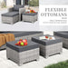Patio Furniture Set 7 Piece Grey Wicker Outdoor Conversation Sets PE Rattan Sectional Sofa with Storage Coffee Table and Anti-Slip Grey Cushion