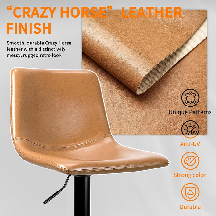 Adjustable Bar Stools Set of 4, Modern Faux Leather Swivel Barstools