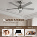 52 Inch Ceiling Fan Brushed Nickel Remote Controlled Dimmable Light Combo - Quiet Reversible - 5 Grey Blades