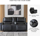 Glassmere Contemporary Leather Match Reclining Loveseat with Console, 2 Cup Holders and Storage, Black