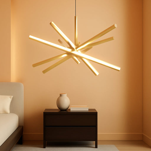 Gold 31 Inch LED Sputnik CeilingChandelier Dimmable