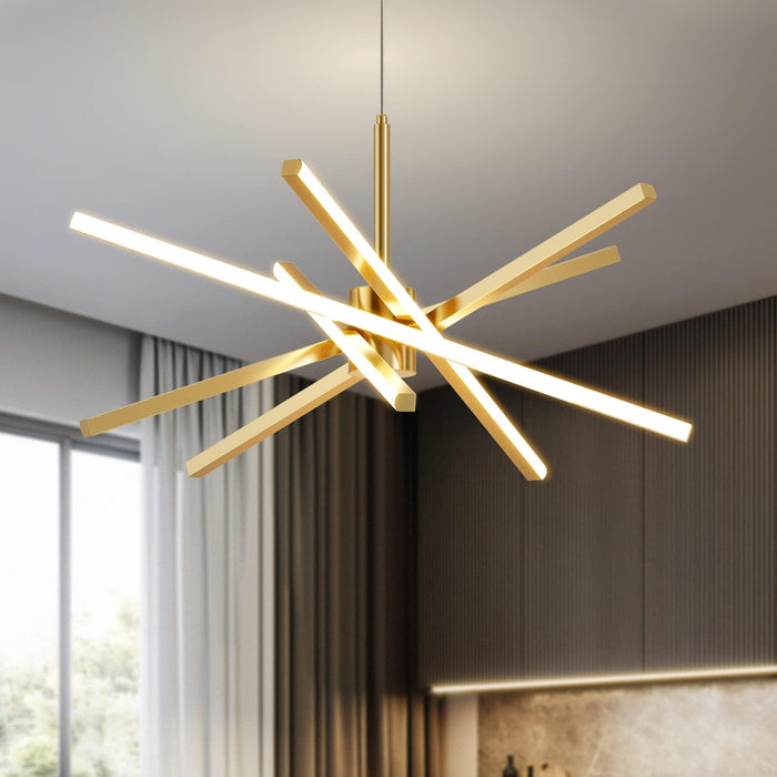 Gold 31 Inch LED Sputnik CeilingChandelier Dimmable