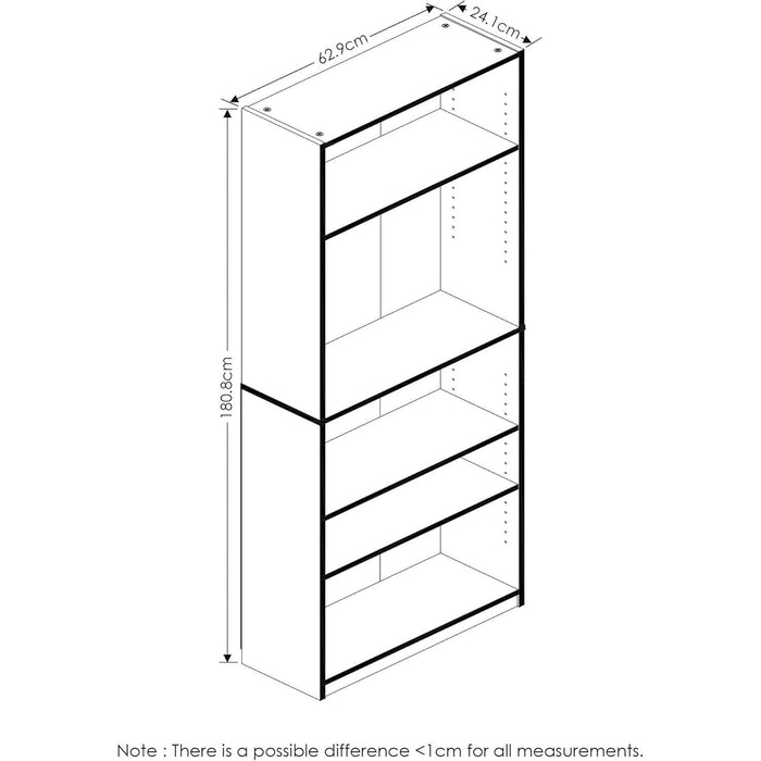 JAYA Simply Home 5-Shelf Bookcase, 5-Tier, Espresso