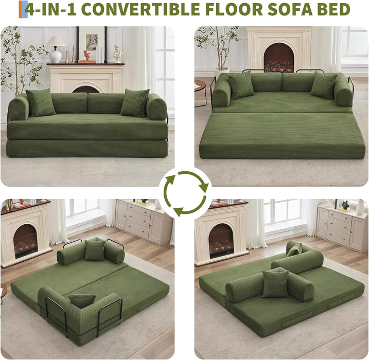 Corduroy Green 79 Inches InterchangeablePlus Sofa Bed