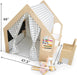 Flair Montessori Style Wooden 5 in 1 Indoor Playhouse Play Tent with Desk Table, Chair, Chalkboard, Floor Cushion and Curtain Shades for Babies, Toddlers, Kids (Large, Windowpane)