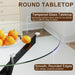 35.5" Glass Dining Table for 4, round Tempered Glass Kitchen Table | Modern Circle Glass Dinner Table with Black Metal Legs for Space Saving Dining Room Apartment Home Office