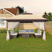 Canopy Tent 12X12 Ft, Pop up Gazebo One-Push Setup with 4 Sandbags for Backyard Parties and Bbqs, Mosquito Netting & Height Adjustable - Khaki & Coffee