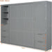 Queen Size Murphy Bed with 1 Closet,3 Drawers and 3 Open Shelves,Wood Folding Murphy Wall Bed (Grey)