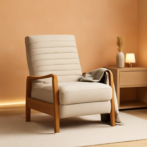 Recliner Chair, Club Recliner, Reclining Sofa, Upholsterd Armchair, Recliner Chair with Adjustable Stitching Backrest, Reading Chair for Living Room, Home Rest, Sand