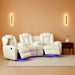 Luxury Living Room Furniture Sets Power Recliner Sectional Sofa Recliner Couch Set Recliner Leather Couch and Recliner Set Loveseat Chair for House/Office/Theater Seating(Creamy White)