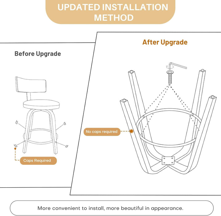 Swivel Counter Height Bar Stools Set of 3, 29" Upholstered Faux Leather Barstools with Back, Mid Century Modern Counter Stools with Black Walnut Wood Legs for Kitchen Island, Black