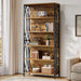 Industrial Six Tier Tall Bookshelf BrownAndBlackFinish