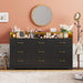 9 Drawer Dresser for Bedroom - 65” Wide Chest of Drawers with LED Light and Charging Station, Modern Large TV Stand Cabinet Organizer with Open Shelf for Living Room, Entryway, Hallway, Black