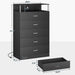Black Dresser for Bedroom with Column Design & Charging Station, Led 5 Drawers Tall Dresser for Bedroom,Black