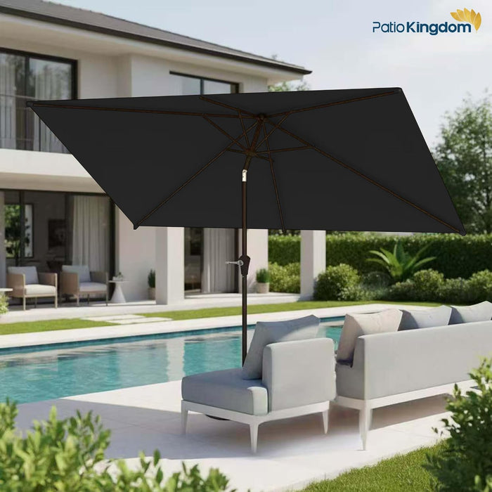 6.5'X10' Rectangular Patio Outdoor Umbrella,Large Coverage with Push-Button Tilt & UV Protection,Sturdy Ribs for Deck,Lawn,Pool,Backyard