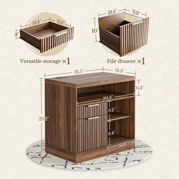 ThirtyTwoInch Walnut Lateral File Cabinet Lockable Assembly