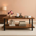 Modern Coffee Table, Rustic Wood Center Table with Storage for Living Room, Industrial Rectangle 2 Tier Low Cocktail Tea Table, Rustic Brown