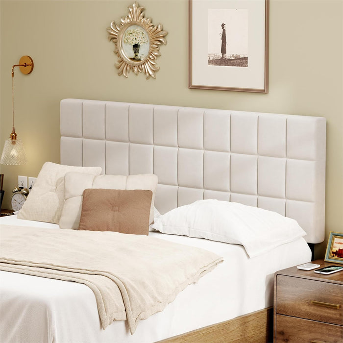 Velvet Upholstered Tufted King Size Headboard,Wood Head Board with Metal Legs, Adjustable Height from 42” to 56”, Bed Headboard in Modern Design,Backboard for Bed, Beige