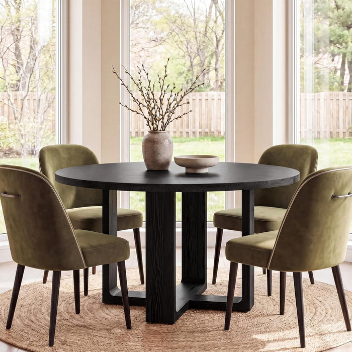 Round Dining Table 47.24 Black Luxurious SolidWood