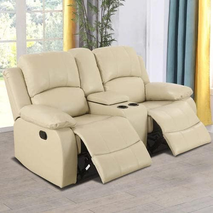 Manual Leather Sofa Recliner Set for Living Room Furniture Set,Leather Recliner Couch Set for Home/Office,Leather Reclining Sofa Set for 3-Pieces(Sofa+Loveseat+Chair) Beige