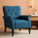 Modern Armchair, Mid Century Accent Chair with Sturdy Wood Legs and High Back for Small Space, Upholstered Fabric Sofa Club Chair for Living Room/Bedroom/Office, Navy Blue
