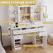 White Makeup Vanity Desk With AmbientIllumination LED
