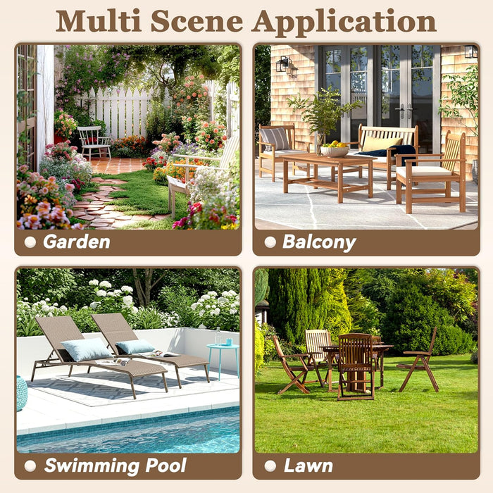 Patio Chairs 3 Piece Wood Patio Furniture with Coffee Table & Cushions, PE Wicker Outdoor Conversation Set Balcony Chairs for Garden, Porch, Deck, Backyard