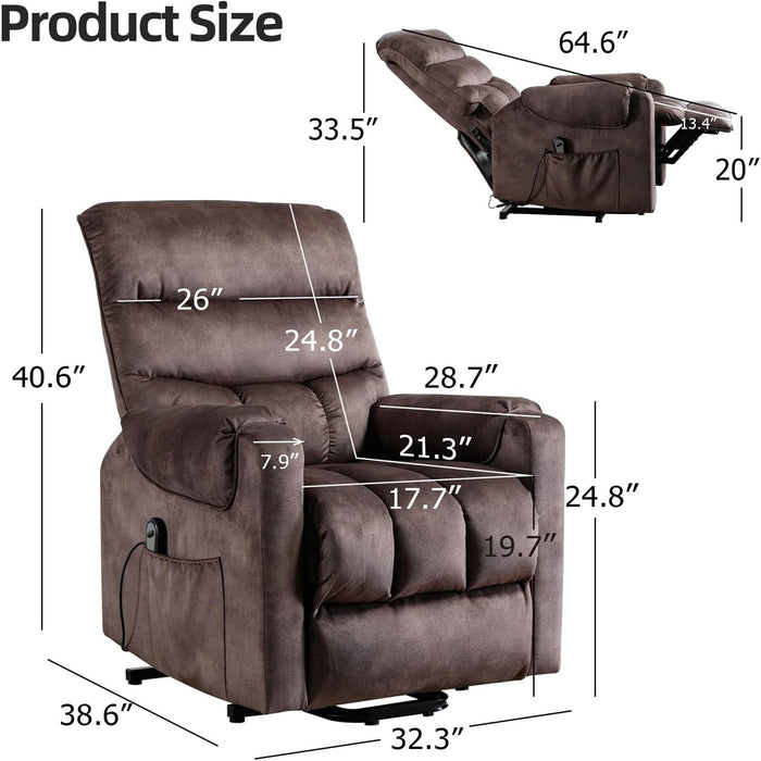 Brown Power Recliner with Side Pockets