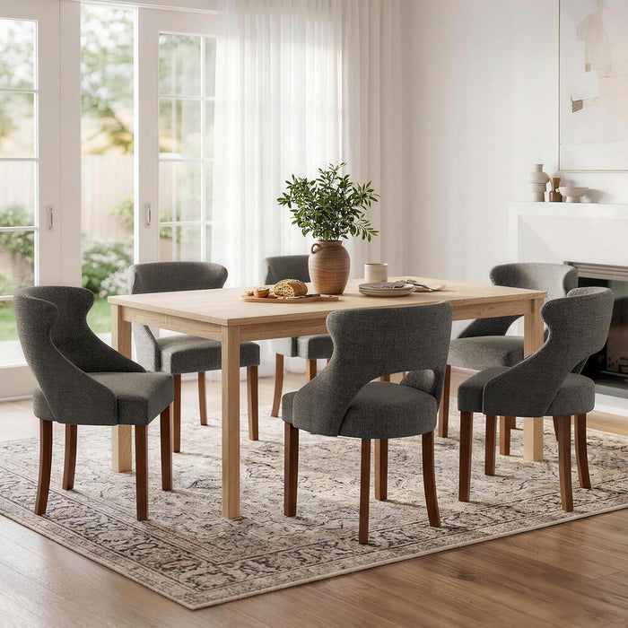 Wooden Dining Chairs Set of 4,Modern Fabric Upholstered Dining Room Chair Kitchen Side Chairs with Solid Wood Legs,Mid Century Farmhouse Dinner Chairs for Kitchen Dining Room,Charcoal