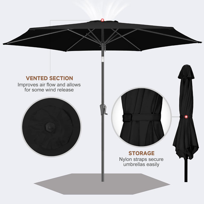 10 Ft Patio Umbrella Outdoor with Push Button Tilt, Black