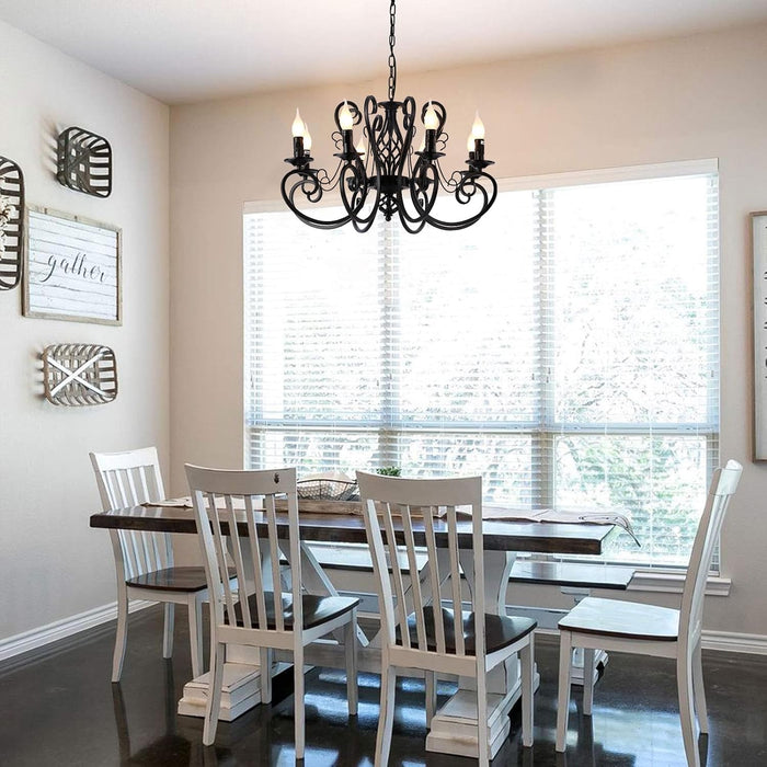 Matte Black 26Inch 8 Light FrenchCountry Chandelier
