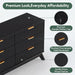 Fluted Dresser for Bedroom, 47.2" Wide Chest of 6 Drawers, Black
