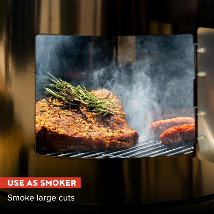 Vertical 18 Inch Charcoal BBQ Smoker, 4-In-1 Portable Outdoor Grill with Adjustable Air Vent, 600 SQ. in Cooking Area, Built-In Temperature Gauge, BBQ Grill for Camping, Picnics - 810-36014