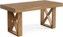 63-Inch Dining Table for 4 People, Farmhouse Thick Appearance Design, Rustic Rectangle Kitchen Dinner Table for Dining Room, Living Room, Yellowish Brown