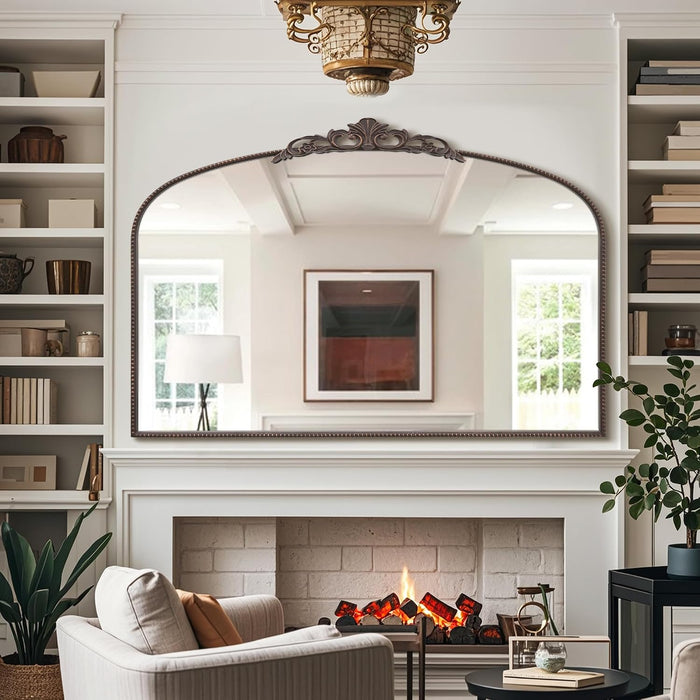 Large Bronze Vintage Mirror: 48"X33" Baroque Antique Wall Mirror